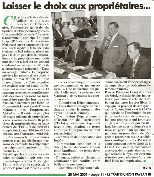 Assembl gnrale du Syndicat de propritaires agricoles de Haute-Garonne